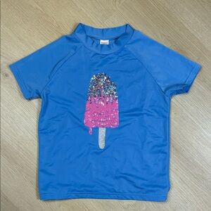 Gymboree Blue Rashguard with Sequin Popsicle XL 14